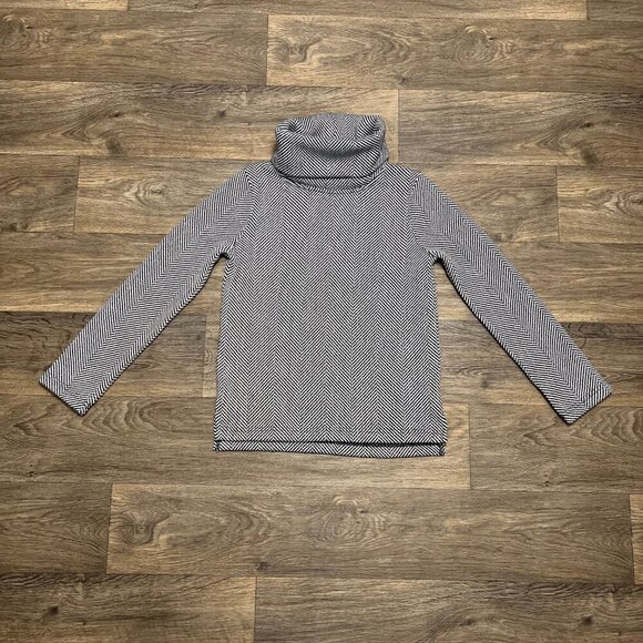 J. Crew Long-Sleeve Funnelneck Pullover 'Huge Herringbone Ivory' Black Size XS - Picture 4 of 5